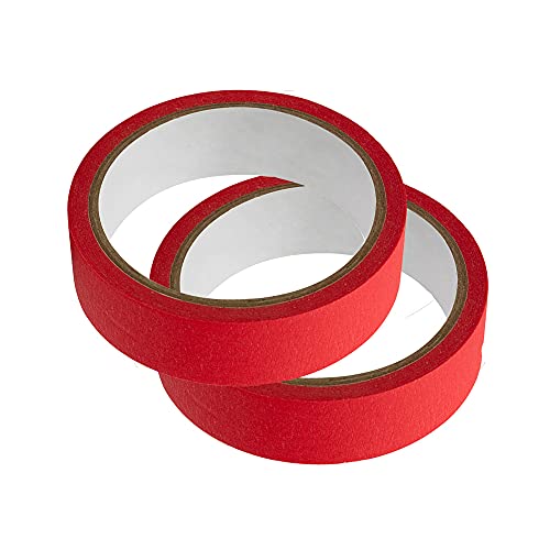 2 Rollen Abdeckband, 20 m Länge, strukturiertes Papierband, beschreibbares Malerband, Klebeband zum Malen, Basteln, Dekoration (24 mm, rot) von tooloflife