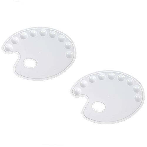 2 x Antihaft-Farbpalette, 9 Löcher, Kunststoff, klare Farbpalette, Öl-, Künstler-Farbmischpalette, ovale Form, leicht zu reinigen 2 x Antihaft-Farbpalette, 9 Löcher, Kunststoff, klare Farbpalette, Öl-, Künstler-Farbmischpalette, ovale Form, leicht zu reinigen von tooloflife