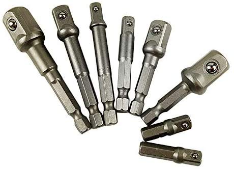 8-teiliges Adapter Sechskant auf 1/4" 3/8" 1/2" Vierkant Bohrfutter Adapter Bit Stecknuss Nuss Halter von tooloflife
