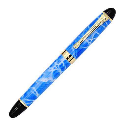 Jinhao X450 Füllfederhalter, blauer Marmor, mittlere Feder, Goldverzierung, 16 Stile von tooloflife