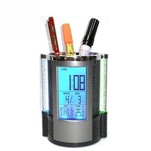 T&F Digitaler LCD-Schreibtischwecker und Stifthalter aus Netzstoff, Stiftehalter, Lineal, ordentliches LED-Licht T&F Digitaler LCD-Schreibtischwecker und Stifthalter aus Netzstoff, Stiftehalter, Lineal, ordentliches LED-Licht von tooloflife