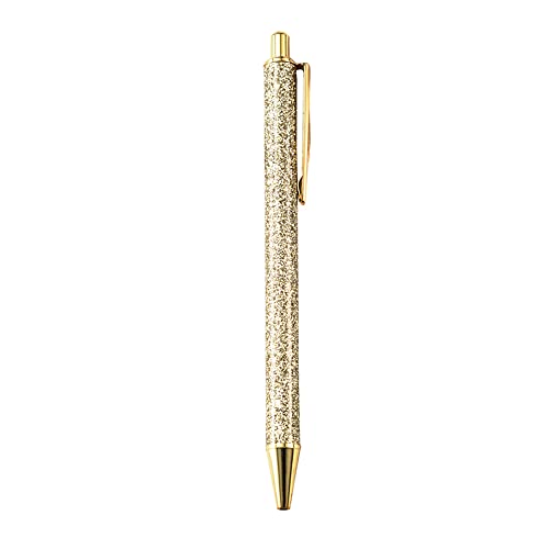 1 Stück Metall Kugelschreiber Stift, Bling Farbe Klick Metall Stift Einziehbare Stift 1,0mm Ersatzminen für Junge und Mädchen Studenten Gold von tooloflife