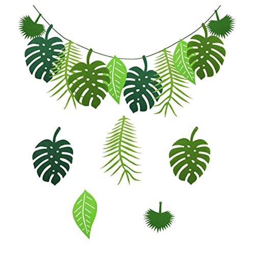 tooloflife Tropische Blätter-Banner Girlande, Hawaiianische Party-Dekoration, tropische Girlande, tropische Palmengirlande, Party-Dekoration für Hawaii-Party, Dschungel-Strand-Mottoparty, 1 Stück von tooloflife