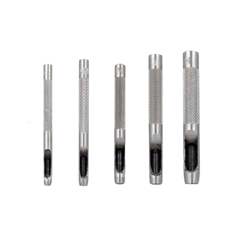 Set mit 5 Stanzformen aus Stahl für Leder, Blech, Stoff, Kunststoff und Holz – Hochwertige runde Lochstanzer perfekt für Handwerk, Heimwerker und professionelle Arbeiten (grau, 5) von topolenashop