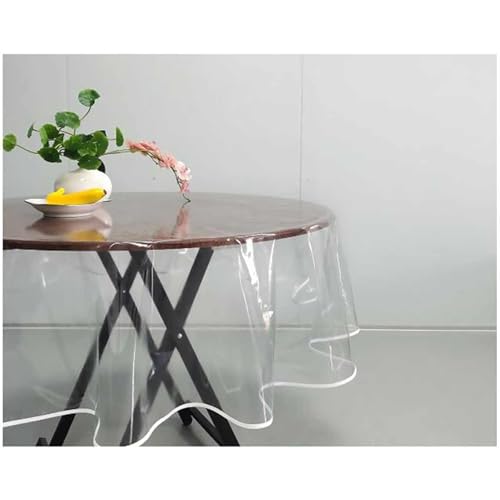 topolenashop Tischdecke aus PVC, transparent, plastifiziert, rund, Durchmesser 120 cm, elegante Tischdecke, leicht zu reinigen, wasserdicht, waschbar, PVC-Schutzfolie (Durchmesser 120 cm) von topolenashop