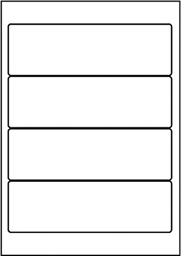 TopStick 8722 Ordnerrücken Etiketten breit kurz, 100 Blatt, 192 x 61 mm, 4 pro A4 Bogen, 400 Stück, selbstklebend, bedruckbar, blickdicht, blanko Papier Ordneretiketten Rückenschilder Aufkleber, weiß von topstick