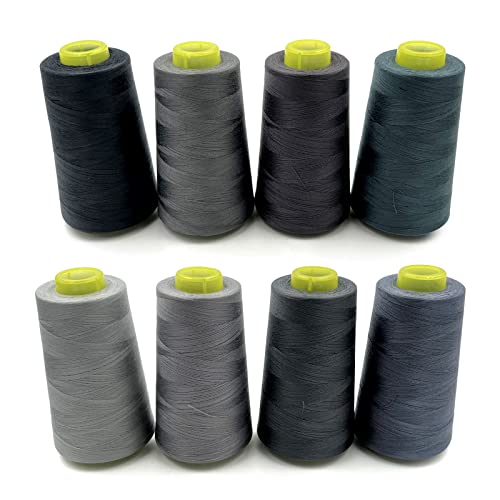 Tortoise 8 Kegel mit je 274 m pro Spule für alle Zwecke, Serger, Overlock, Quilten, Nähmaschine – 40S/2 graues Polyestergarn Tortoise 8 Kegel mit je 274 m pro Spule für alle Zwecke, Serger, Overlock, Quilten, Nähmaschine – 40S/2 graues Polyestergarn von tortoise