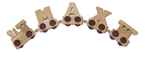 Fun World Toys® Personalisierte Holzbuchstaben mit Zug, 3 Buchstaben, Namenszug von toys.funworld