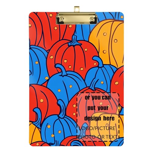 Abstraktes Kürbismuster, rot und blau, personalisierbares Klemmbrett, legale Größe, transparent für Softball-Trainer, Klemmbrett, Lehrergröße 22,9 x 30,5 cm von tplaotee