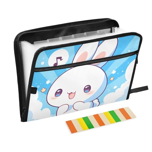 Akkordeon-Aktenordner, 13 Taschen, A4, Briefgröße mit Reißverschluss, für Papiere, Cartoon, niedliches Kaninchen, Para Guardar Documentos Akkordeon-Aktenordner, 13 Taschen, A4, Briefgröße mit Reißverschluss, für Papiere, Cartoon, niedliches Kaninchen, Para Guardar Documentos von tplaotee