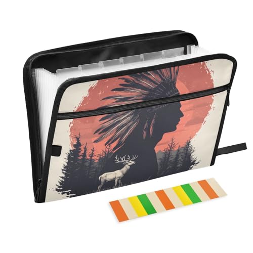 Aktenordner, 13 Fächer, A4, Briefgröße mit Reißverschluss, für Business, Tribal, Western-Stil, Cowboy-Stil, Silhouette, Para Guardar Documentos Aktenordner, 13 Fächer, A4, Briefgröße mit Reißverschluss, für Business, Tribal, Western-Stil, Cowboy-Stil, Silhouette, Para Guardar Documentos von tplaotee