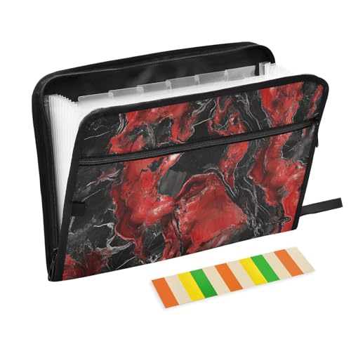 Aktenordner, 13 Taschen, A4, Briefgröße mit Reißverschluss, für Dokumentenaufbewahrung, Schwarz / Rot, unregelmäßige Kunst, Marmor, Expando Aktenordner, 13 Taschen, A4, Briefgröße mit Reißverschluss, für Dokumentenaufbewahrung, Schwarz / Rot, unregelmäßige Kunst, Marmor, Expando von tplaotee