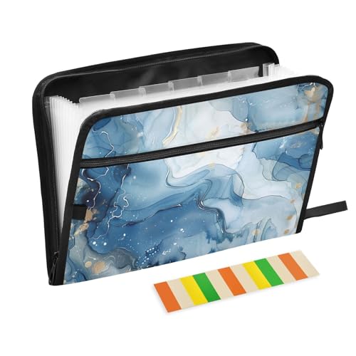 Aktenordner mit Taschen, 13 Taschen, A4, Briefgröße mit Reißverschluss, für Büro, abstrakte Aquarellmalerei, blauer und weißer Marmor, Para Guardar Documentos Aktenordner mit Taschen, 13 Taschen, A4, Briefgröße mit Reißverschluss, für Büro, abstrakte Aquarellmalerei, blauer und weißer Marmor, Para Guardar Documentos von tplaotee