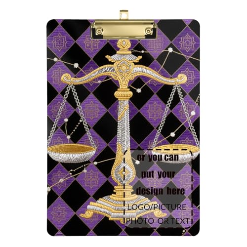 Astrologie Klemmbrett, wasserdicht, für Fußball, Softball, Coaching, Größe 22,9 x 30,5 cm, Violett kariert / Schwarz von tplaotee