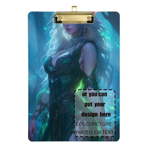 Attraktive Elfenfrau Fantasie-Kunst-Stil personalisieren Klemmbrett Frauen Standardloch für Krankenschwestern Home Contractor Größe 9 x 12 von tplaotee