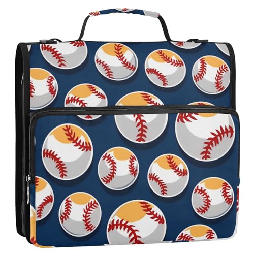 Baseball-Sport-Organizer, 3,8 cm, 3 Ringe, Organizer, Ordner mit Schultergurt, inklusive Reißverschlusstasche, Dokumentenmappe für die Schule, Blau von tplaotee