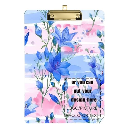 Blaue Glockenblume, rosa, hellblaue Streifen, Aquarell, personalisierbar, Künstler-Clipboard, transparent, für Krankenschwestern, Studenten, Handel, Quest, Größe 22,9 x 30,5 cm Blaue Glockenblume, rosa, hellblaue Streifen, Aquarell, personalisierbar, Künstler-Clipboard, transparent, für Krankenschwestern, Studenten, Handel, Quest, Größe 22,9 x 30,5 cm von tplaotee