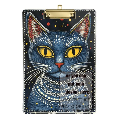 Boho-Klemmbretter mit blauen Katzen, personalisierbar, Kunststoff, für Lehrer, Größe 22,9 x 30,5 cm Boho-Klemmbretter mit blauen Katzen, personalisierbar, Kunststoff, für Lehrer, Größe 22,9 x 30,5 cm von tplaotee