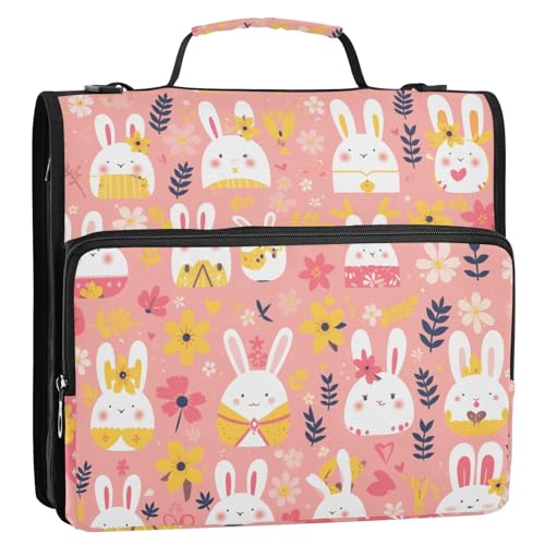 Bunny Hotpink Ringbuch mit 3 Ringen, extra Taschen mit Schultergurt, mehrere Taschen, Reißverschluss, Portfolio für die Mittelschule, 3,8 cm Bunny Hotpink Ringbuch mit 3 Ringen, extra Taschen mit Schultergurt, mehrere Taschen, Reißverschluss, Portfolio für die Mittelschule, 3,8 cm von tplaotee