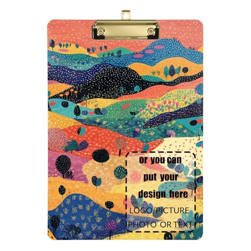 Bunte Berge und Baum, gestreiftes Klemmbrett, wasserdicht, für Lehrer, Größe 22,9 x 30,5 cm von tplaotee