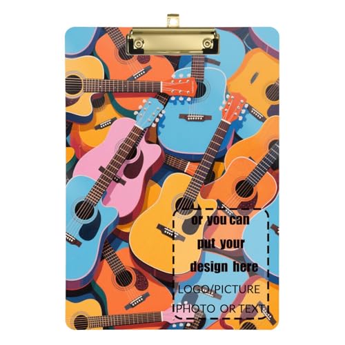 Buntes Cartoon-Gitarreninstrument, modisches Klemmbrett, Hartplatte für Lehrer, Muss für Klassenzimmer, Grundschule, Größe 22,9 x 30,5 cm von tplaotee