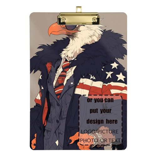Cartoon Cool King Geier Vogel patriotisches Farbschema für Damen Klemmbrett transparent für Softball-Trainer Klemmbrett Lehrer Größe 9 x 12 von tplaotee