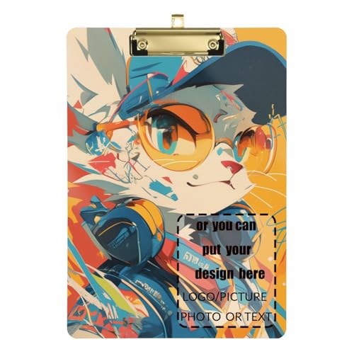 Cartoon-Katzen-Graffiti-Stil, bunt, personalisierbar, für Damen, Klemmbrett für Klassenzimmer, Zubehör für Lehrer, Grundschule, Größe 22,9 x 30,5 cm von tplaotee