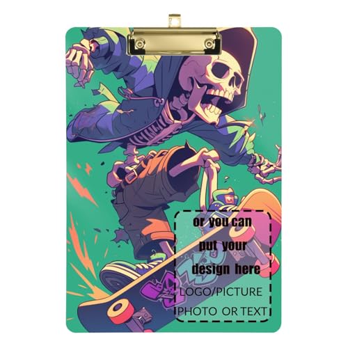 Cartoon-Skelett-Skateboard, Graffiti-Stil, Colorfu, individuelles Klemmbrett mit Haken zum Aufhängen, Kunststoff, für Klemmbrett, Lehrer, Größe 22,9 x 30,5 cm Cartoon-Skelett-Skateboard, Graffiti-Stil, Colorfu, individuelles Klemmbrett mit Haken zum Aufhängen, Kunststoff, für Klemmbrett, Lehrer, Größe 22,9 x 30,5 cm von tplaotee