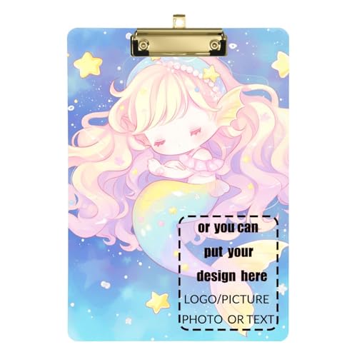 Chibi – niedliches Meerjungfrau-Klemmbrett, Standardloch für Klassenzimmer, Lehrer, Schule, Größe 22,9 x 30,5 cm von tplaotee