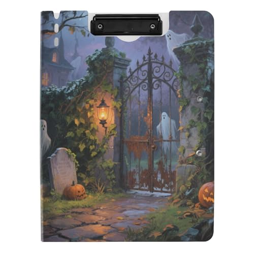 Clipfolio Faltbares Klemmbrett, Retro-Stil, Halloween, weißes Schloss, A4, doppelte Metall-Clips, Stifthalter, Still-Clipboard mit Abdeckung Clipfolio Faltbares Klemmbrett, Retro-Stil, Halloween, weißes Schloss, A4, doppelte Metall-Clips, Stifthalter, Still-Clipboard mit Abdeckung von tplaotee