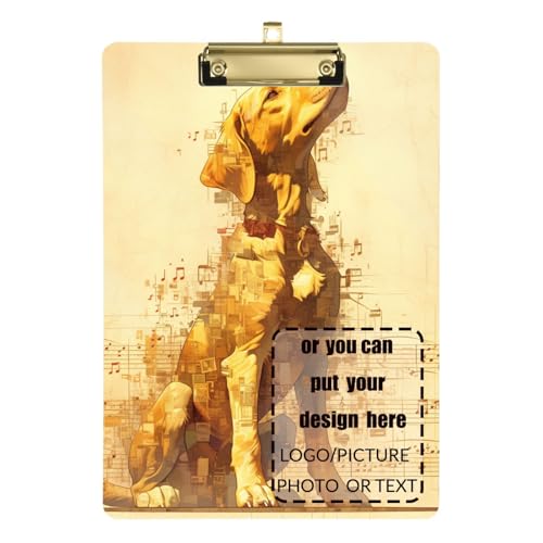 Digital Art Golden Retriever Hund, weiße Notenblätter, goldfarben, personalisierbares Klemmbrett, Notizblock, transparent für Lehrer, Portfolio, Klemmbrett, Größe 22,9 x 30,5 cm Digital Art Golden Retriever Hund, weiße Notenblätter, goldfarben, personalisierbares Klemmbrett, Notizblock, transparent für Lehrer, Portfolio, Klemmbrett, Größe 22,9 x 30,5 cm von tplaotee