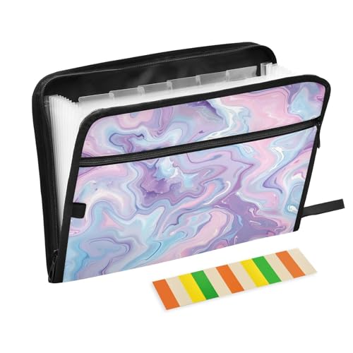 Dokumentenmappe, 13 Taschen, A4, Briefgröße, mit Reißverschluss, für Zuhause, Büro, Puderblau, Marmorteppiche de von tplaotee