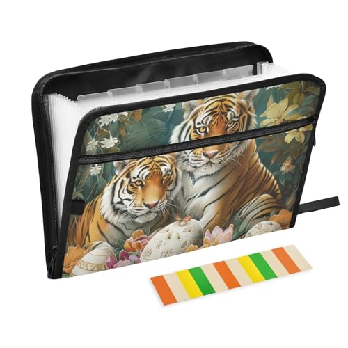 Dokumentenmappe, 13 Taschen, A4, Briefgröße mit Reißverschluss, für Büro, Ostern, Tiger, Safari, Para, Guardar, Dokumente von tplaotee
