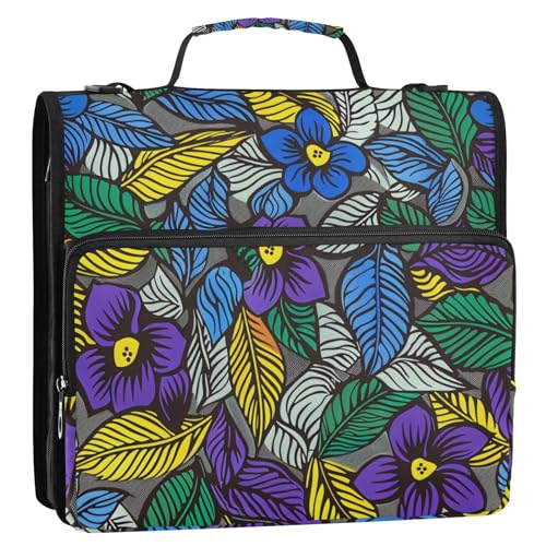 Dokumentenmappe mit 3 Ringen, Reißverschluss, mit Griff und abnehmbarem Schultergurt, mehrere Taschen, Dokumentenmappe, Organizer für Schule und Büro, 3,8 cm, Violett von tplaotee