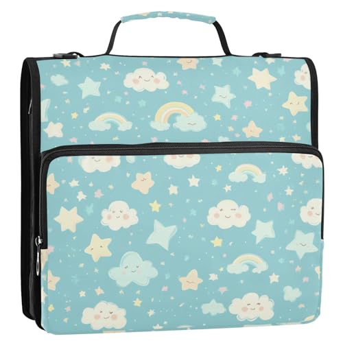 Dreamy Baby Blue Clouds 3,8 cm Ringordner mit Schultergurt und Griff, mehrere Taschen, Portfolio-Ordner für Schule und Büro, 3,8 cm Dreamy Baby Blue Clouds 3,8 cm Ringordner mit Schultergurt und Griff, mehrere Taschen, Portfolio-Ordner für Schule und Büro, 3,8 cm von tplaotee