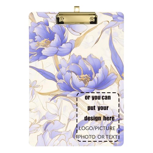 Elegantes Klemmbrett mit violettem Blumenmuster, Kunststoff, für Krankenschwestern, Studenten, Handel, Größe 22,9 x 30,5 cm von tplaotee