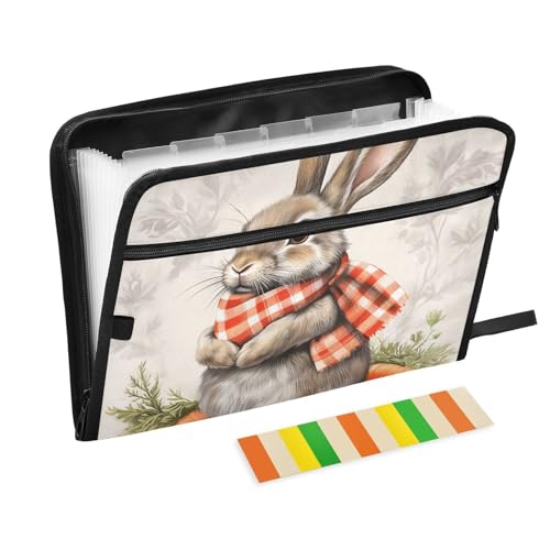 Erweiterbare Aktenordner, 13 Fächer, A4, Briefgröße mit Reißverschluss, für Bürobedarf, schöne Hase, Karotte, Ostern, Para Guardar Documentos Erweiterbare Aktenordner, 13 Fächer, A4, Briefgröße mit Reißverschluss, für Bürobedarf, schöne Hase, Karotte, Ostern, Para Guardar Documentos von tplaotee