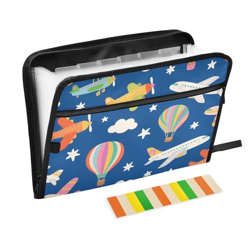 Erweiterbare Aktenordner, 13 Fächer, A4, Briefgröße mit Reißverschluss, für Papiere, Cartoon-Flugzeuge, Organizer Erweiterbare Aktenordner, 13 Fächer, A4, Briefgröße mit Reißverschluss, für Papiere, Cartoon-Flugzeuge, Organizer von tplaotee