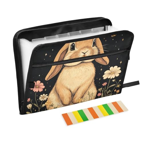 Erweiterbarer Aktenordner, Organizer, 13 Taschen, A4, Briefgröße mit Reißverschluss, für Bürobedarf, Cartoon, niedlich, lustig, Hasenohren, Teppiche Erweiterbarer Aktenordner, Organizer, 13 Taschen, A4, Briefgröße mit Reißverschluss, für Bürobedarf, Cartoon, niedlich, lustig, Hasenohren, Teppiche von tplaotee