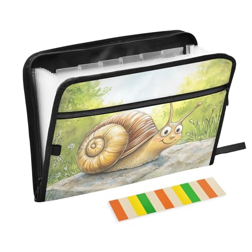 Fächermappe, 13 Fächer, A4, Briefformat, mit Reißverschluss, für Zuhause, Büro, Fuuny-Schnecke, Stein, Carpeta de von tplaotee