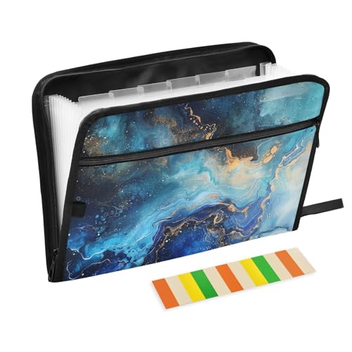 Fächermappe, 13 Fächer, A4, Briefgröße mit Reißverschluss, für Zuhause, Büro, Cosmic Blue von tplaotee