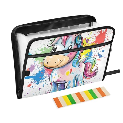 Fächermappen, 13 Fächer, A4, Briefformat, mit Reißverschluss, für Bürobedarf, Sweet Horse Organizer von tplaotee