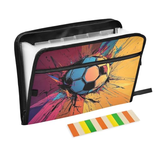 Fächermappen, 13 Fächer, A4, Briefgröße mit Reißverschluss, für Büro, Fußball, Fußball, Para Guardar von tplaotee