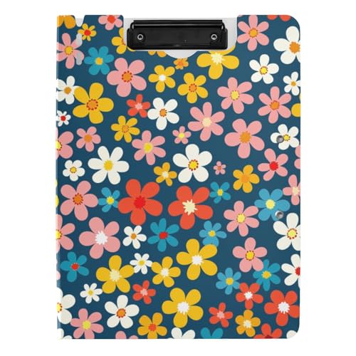 Faltbare Klemmbretter, Retro-Stil, blaue Blume, Landhausstil, A4-Klemmbrett, Binderfolio, horizontale und vertikale Doppel-Clips, Still-Clipboard mit Abdeckung von tplaotee