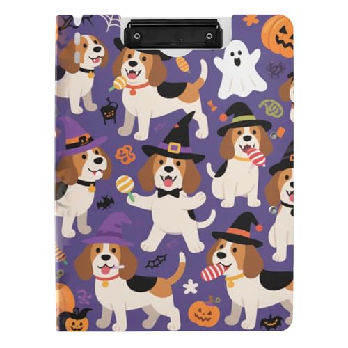 Faltbare Klemmbretter niedlicher brauner Beagle-Hund, Kürbis für Halloween, A4-Klemmbrett mit Ordner, Doppel-Clips, Stifthalter, Büro-Klemmbrett mit Abdeckung Faltbare Klemmbretter niedlicher brauner Beagle-Hund, Kürbis für Halloween, A4-Klemmbrett mit Ordner, Doppel-Clips, Stifthalter, Büro-Klemmbrett mit Abdeckung von tplaotee
