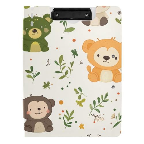 Faltbares Klemmbrett, Cartoon, kindliche Tiere, helle Farbe, A4-Klemmbrett, Padfolio, doppelte Metall-Clips, Stifthalter, Büro-Klemmbrett mit festem Einband Faltbares Klemmbrett, Cartoon, kindliche Tiere, helle Farbe, A4-Klemmbrett, Padfolio, doppelte Metall-Clips, Stifthalter, Büro-Klemmbrett mit festem Einband von tplaotee