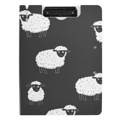 Faltbares Klemmbrett, Schwarz-Weiß-Illustration, Schaf, Schiefer, A4-Klemmbrett, Folio-Ordner, horizontale und vertikale Doppel-Clips, Still-Clipboard mit Abdeckung Faltbares Klemmbrett, Schwarz-Weiß-Illustration, Schaf, Schiefer, A4-Klemmbrett, Folio-Ordner, horizontale und vertikale Doppel-Clips, Still-Clipboard mit Abdeckung von tplaotee