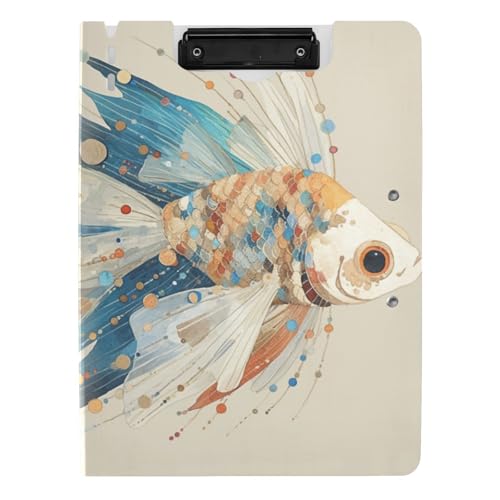 Faltbares Klemmbrett, eleganter Fisch mit mehrfarbigem Schwanzflosse, A4-Klemmbrett mit Ordner, horizontale und vertikale Doppel-Clips, Büro-Klemmbrett mit festem Einband Faltbares Klemmbrett, eleganter Fisch mit mehrfarbigem Schwanzflosse, A4-Klemmbrett mit Ordner, horizontale und vertikale Doppel-Clips, Büro-Klemmbrett mit festem Einband von tplaotee