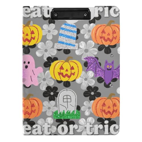 Faltbares Klemmbrett, graues Blumenmuster, Glitzer, Kürbis, Halloween, A4, Klemmbrett, Folio-Ordner, Doppel-Clips, Stifthalter, Still-Clipboard mit Abdeckung Faltbares Klemmbrett, graues Blumenmuster, Glitzer, Kürbis, Halloween, A4, Klemmbrett, Folio-Ordner, Doppel-Clips, Stifthalter, Still-Clipboard mit Abdeckung von tplaotee