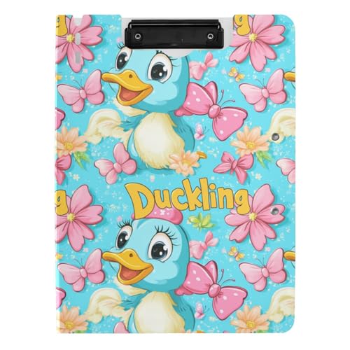 Faltbares Klemmbrett, niedliche Catoon-Ente blaue Blume, A4-Klemmbrett, Binderfolio, Doppel-Clips, Stifthalter, Büro-Klemmbrett mit Abdeckung Faltbares Klemmbrett, niedliche Catoon-Ente blaue Blume, A4-Klemmbrett, Binderfolio, Doppel-Clips, Stifthalter, Büro-Klemmbrett mit Abdeckung von tplaotee